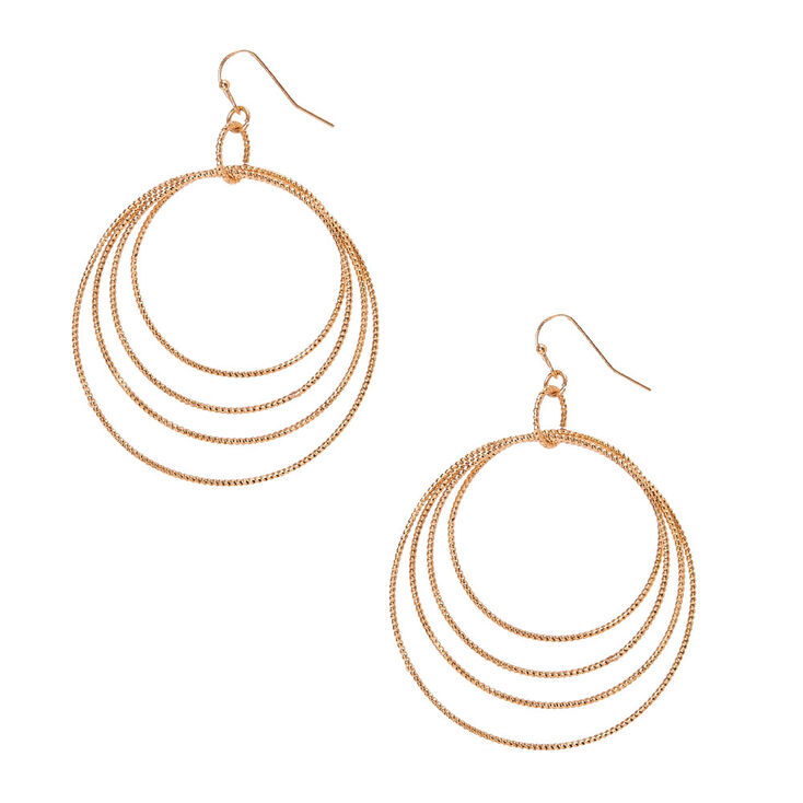 Golden Circle Drop Earrings,