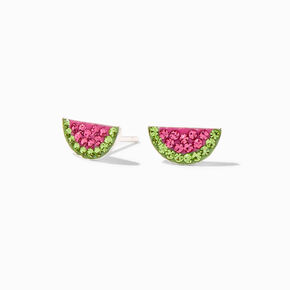 Sterling Silver Pink Watermelon Stud Earrings,