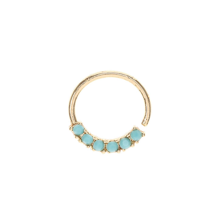 Gold Turquoise Stone Nose Hoop,