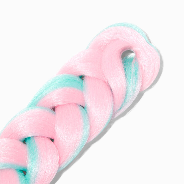 Glow in the Dark Pink &amp; Green Faux Hair Clip-In Braid,
