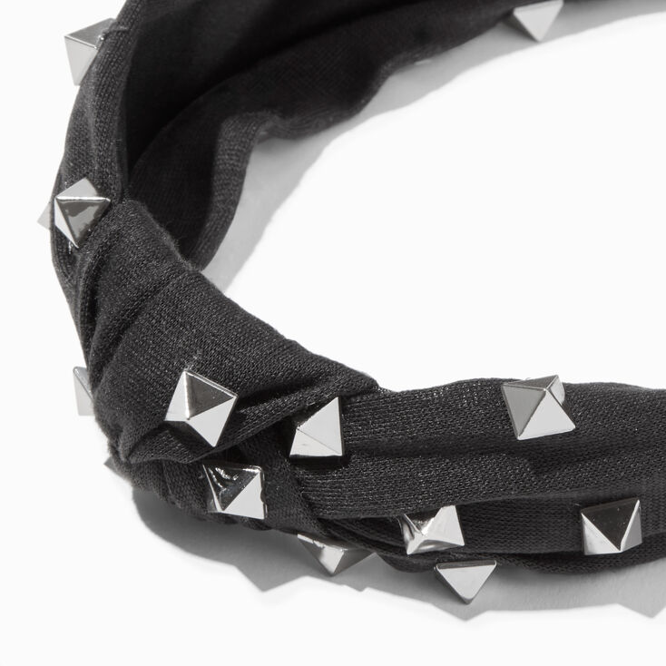 Black Square Spikes Knotted Headband,