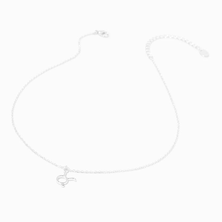 Silver Zodiac Embellished Pendant Necklace - Taurus,