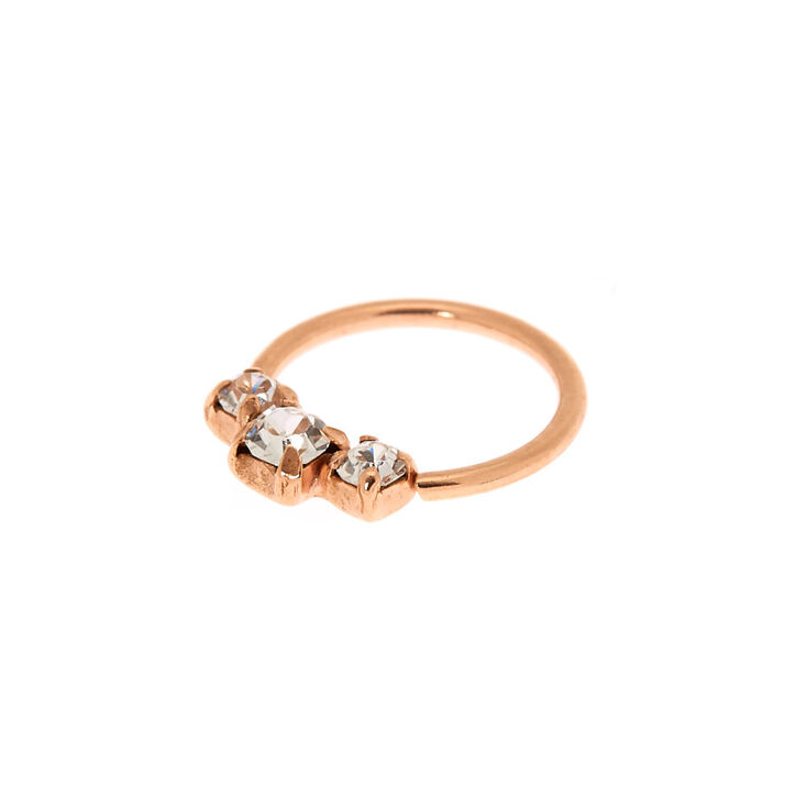 Rose Gold Sterling Silver Crystal Cartilage Hoop Earring,