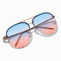 Studded Gold Round Faded Lens Sunglasses,