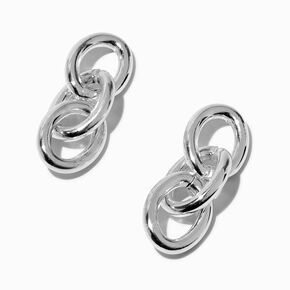 Silver-tone Textured Chain Link 2&quot; Drop Earrings,