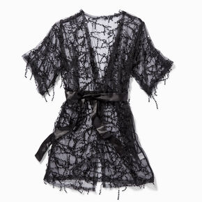 Black Sequin Lace Robe,