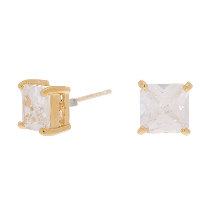 ICING Select 18k Gold Plated Cubic Zirconia Square Stud Earrings,