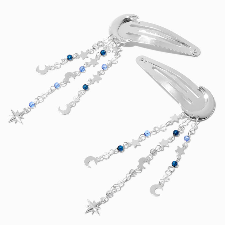 Silver Celestial Dangle Snap Hair Clips - 2 Pack,