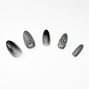 Skeleton Hand Ombre & Glitter Stiletto Faux Nail Set - Black, 24 Pack,