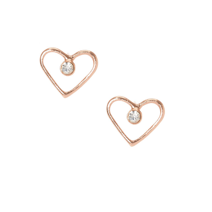 Gold Plated Crystal Heart Earrings,