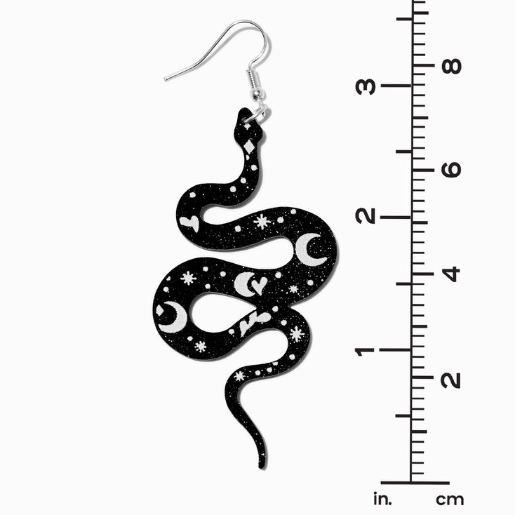 Black Celestial Snake 3&quot; Drop Earrings,