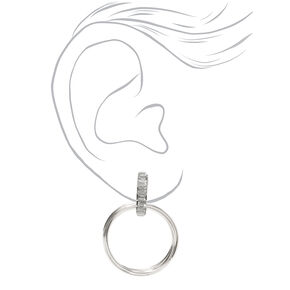 Silver 2&quot; Crystal Multi Hoop Clip On Earrings,