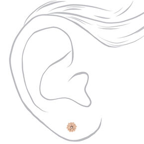 Rose Gold Charm Stud Earrings - 9 Pack,