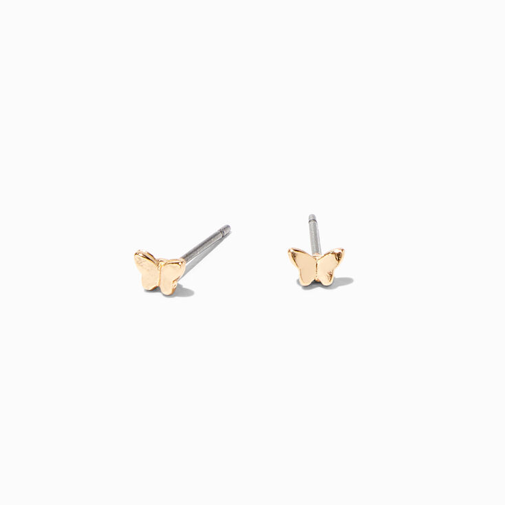 Gold-tone Tiny Butterfly Stud Earrings,