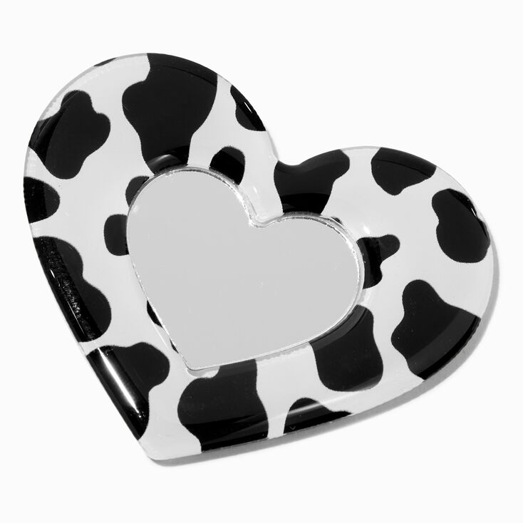Cow Print Heart Shaped Phone Case Mirror,