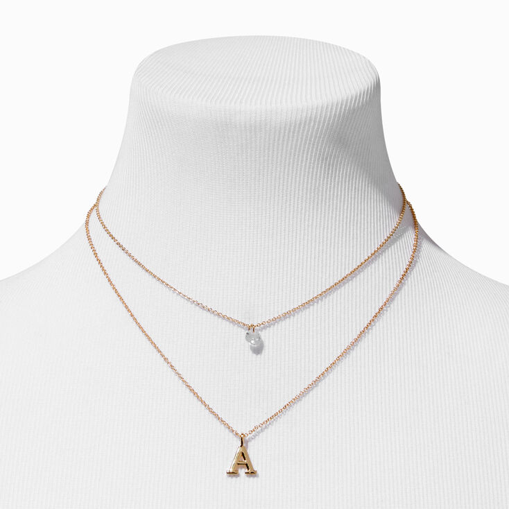 Bridesmaid Multi Strand Initial Pendant Necklace - A,