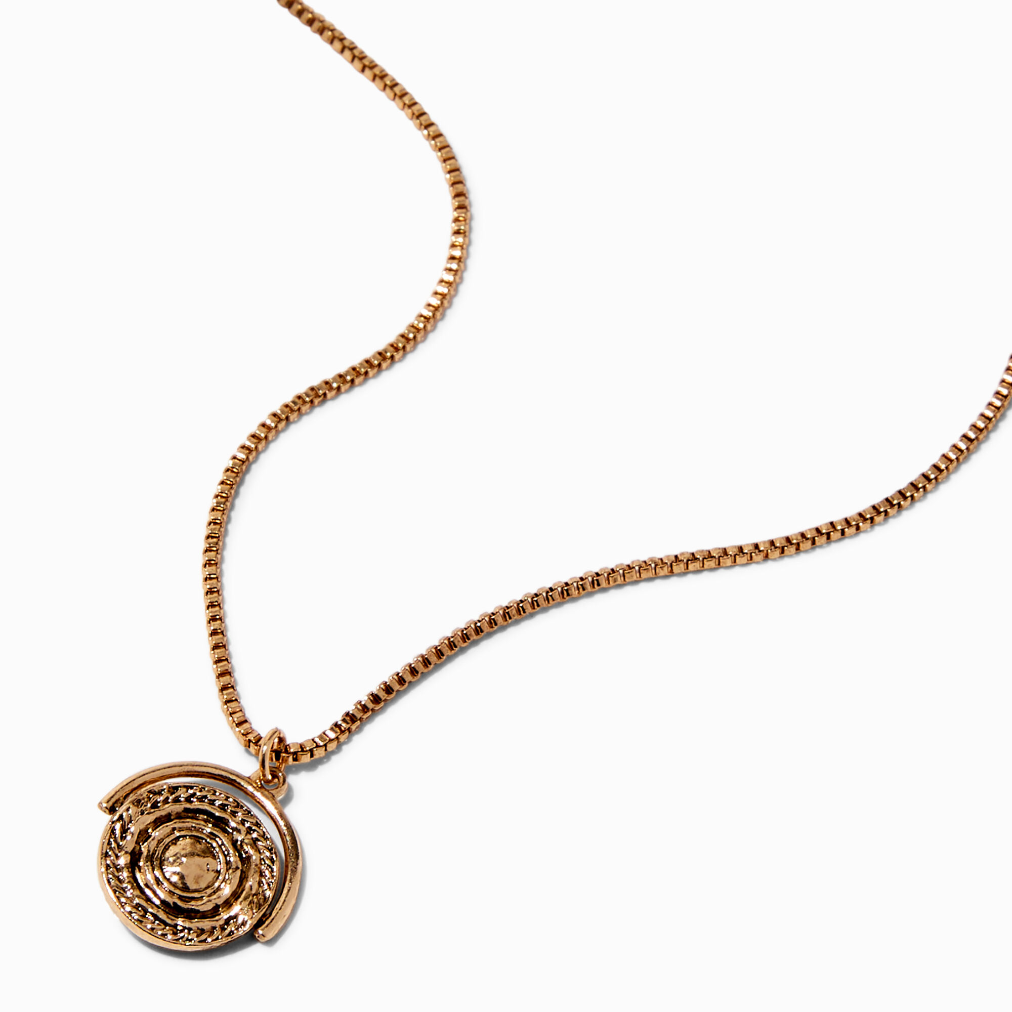 Gold tone Spinning Coin Pendant Necklace Icing US