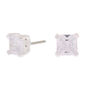 Sterling Silver Cubic Zirconia Square Stud Earrings - 5MM,