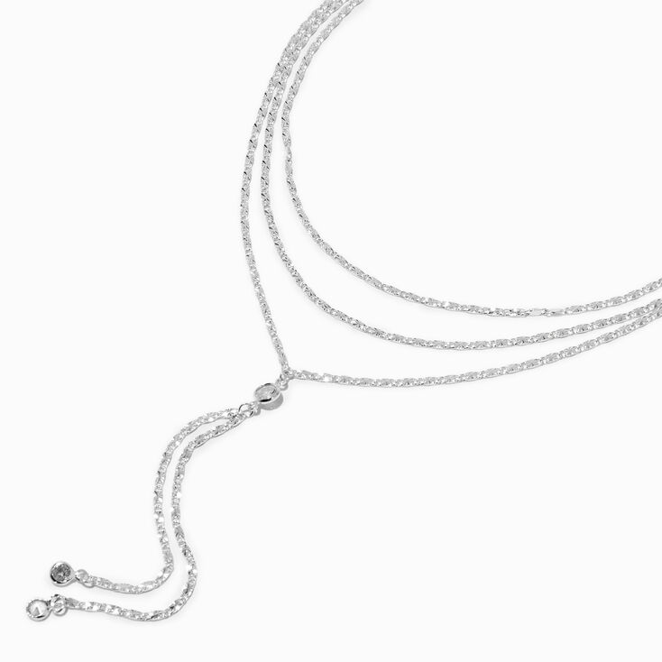 Silver-tone Cubic Zirconia Multi-Strand Y-Neck Necklace,