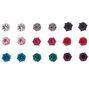 Silver Crystal Stud Earrings - Rainbow, 9 Pack,