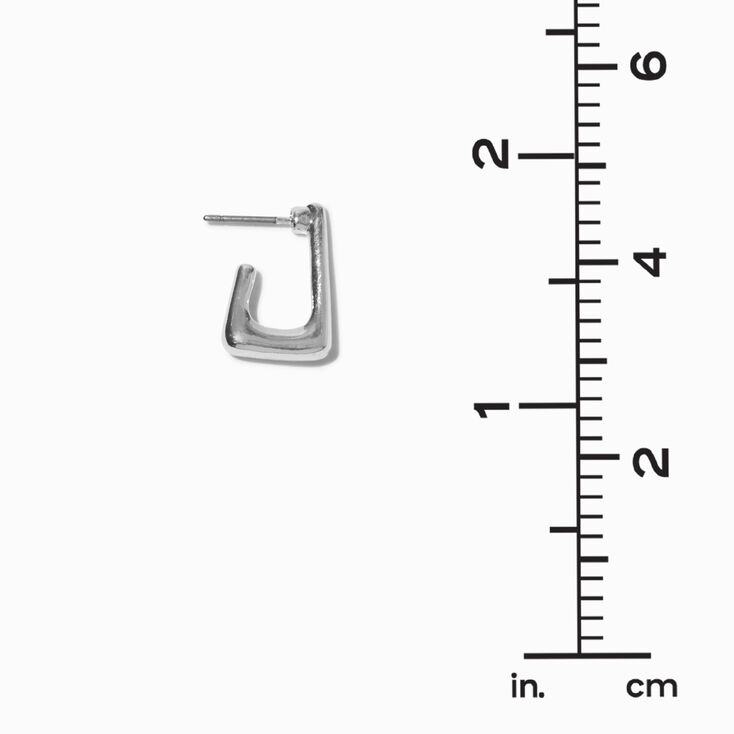 Silver-tone 15mm Tubular Rectangular Hoop Earrings,