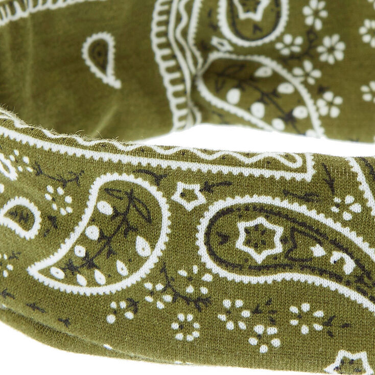 Olive Green Bandana Twisted Headwrap,