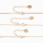 Gold Curb Chain Disc Charms White Beaded Choker Necklaces - 3 Pack,