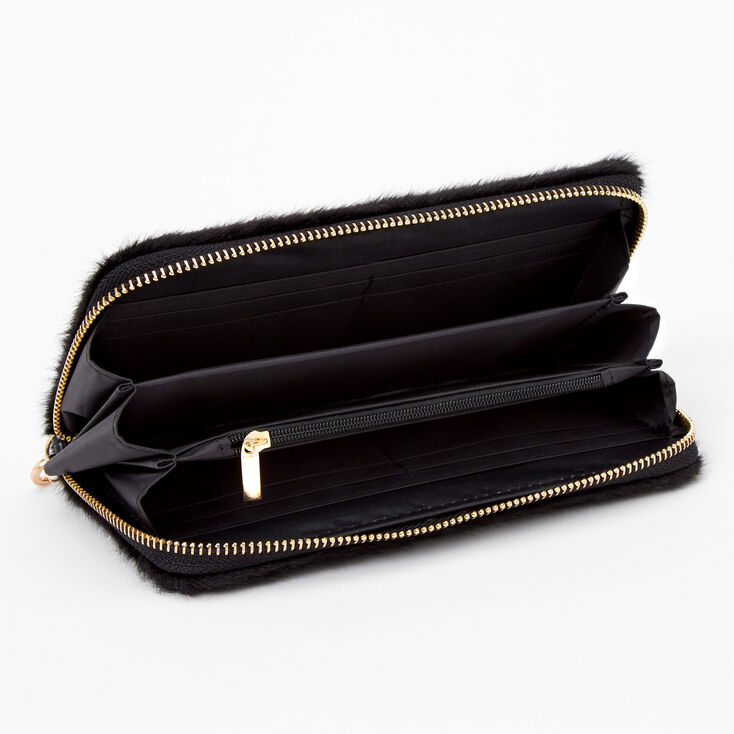 Faux Fur Wristlet - Black,