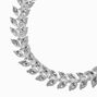 Rhinestone Leaves Silver-tone Chain Bracelet,