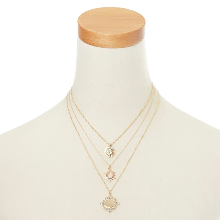 Mixed Metal Cameo Medallion Necklace Set,