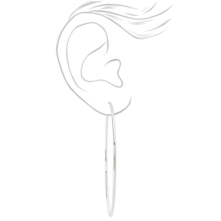 Silver-tone 60MM, 70MM, 80MM Hoop Earrings - 3 Pack,