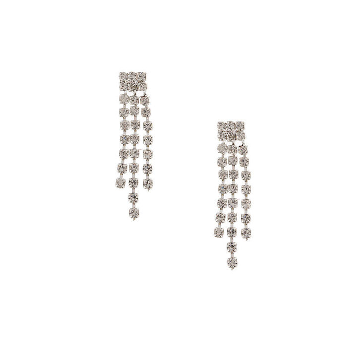 Mini Rhinestone Fringe Drop Earrings,