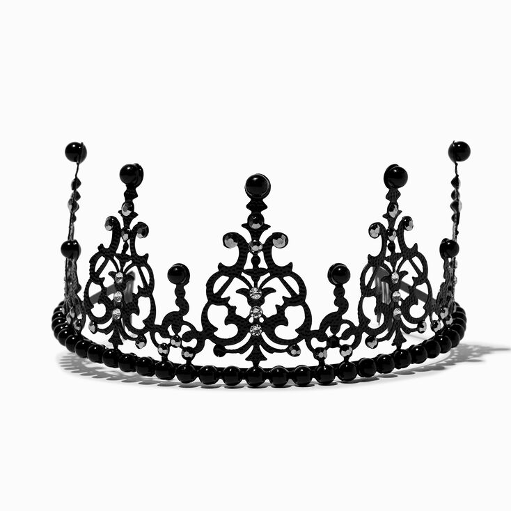 Black Filigree &amp; Crystal Tiara Headband,