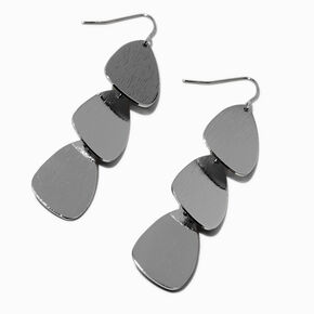 Silver-tone Textured Teardrop 3&quot; Linear Drop Earrings,
