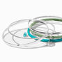 Silver-tone Aqua Wrapped Bangle Bracelets - 5 Pack,