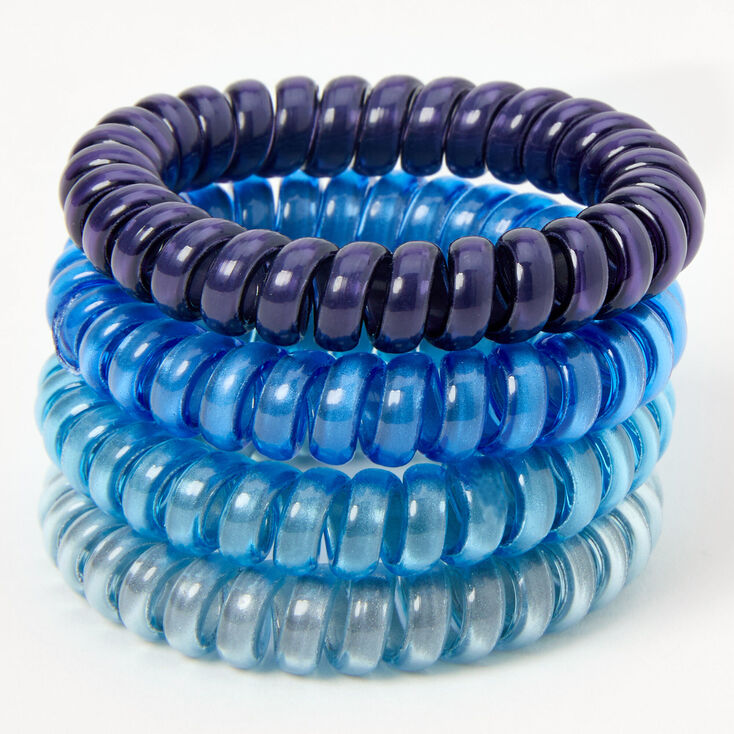 Mixed Blue Reflective Spiral Hair Ties - 4 Pack | Icing US