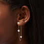 Gold 2&quot; Pearl Front &amp; Back Drop Earrings,