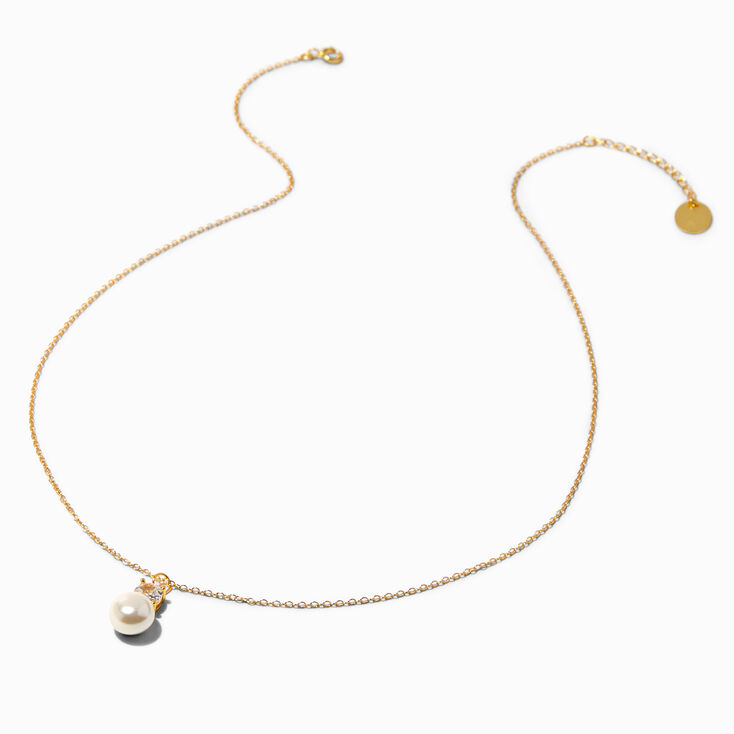 B&#39;Loved by Icing Gold Sterling Silver Cubic Zirconia &amp; Pearl Pendant Necklace,