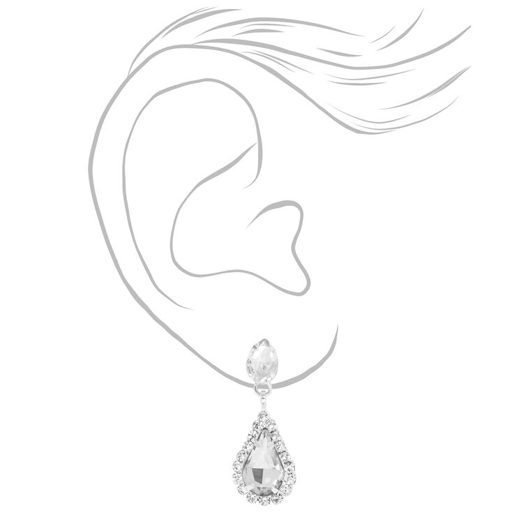 Silver Crystal Teardrop V-Neck Jewelry Set - 2 Pack,