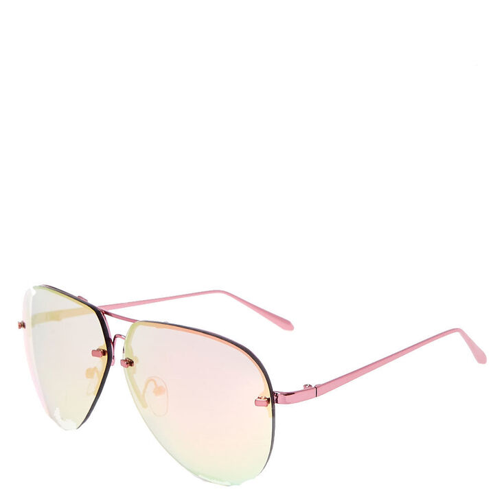 Rimless Aviator Sunglasses - Pink,