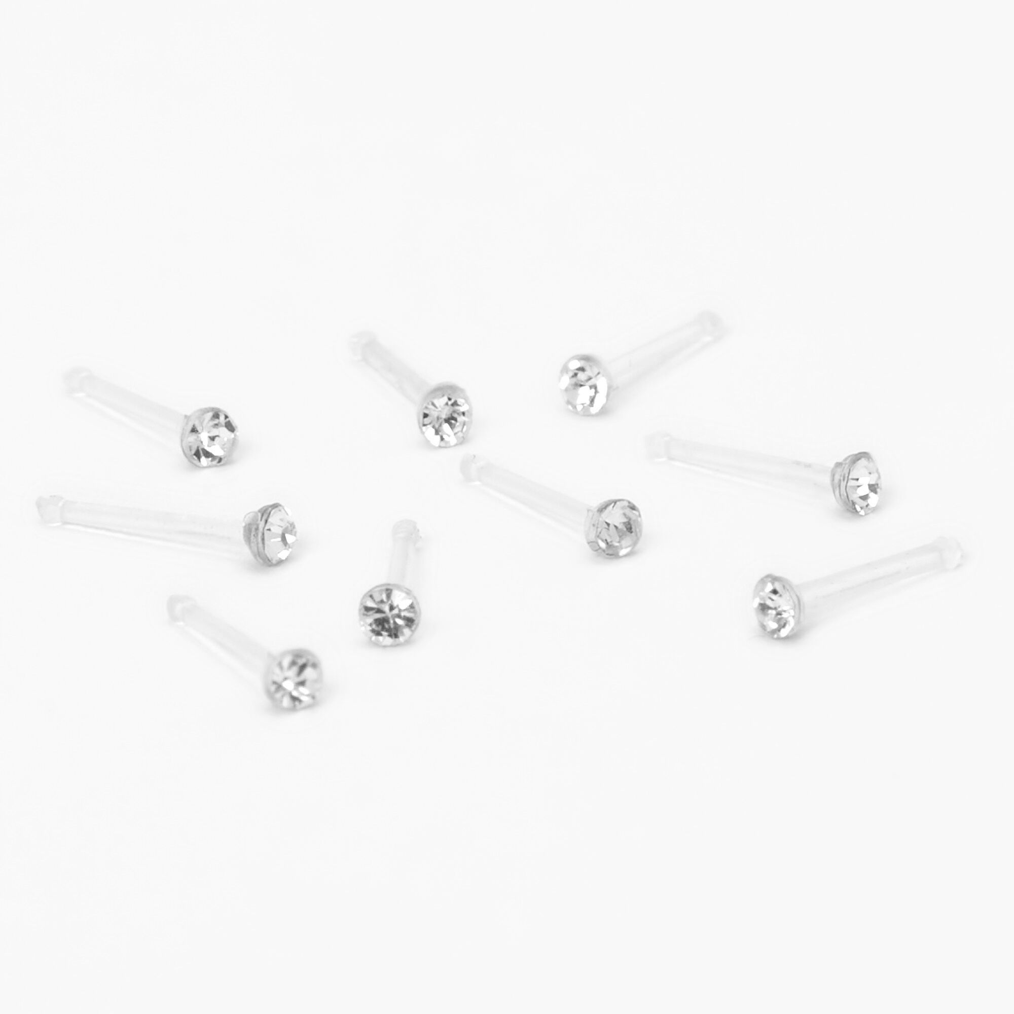 Bio Flex 20G Faux Crystal Nose Studs Clear 9 Pack Icing US