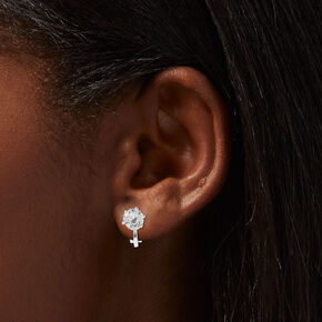 Silver Cubic Zirconia 7MM Round Clip On Stud Earrings - 3 Pack,