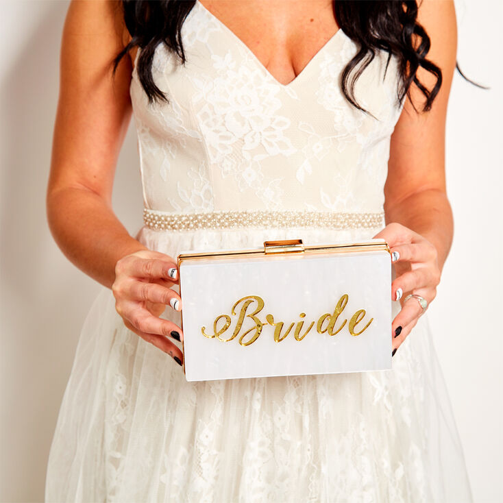 Bride Acrylic Clutch Purse - White,
