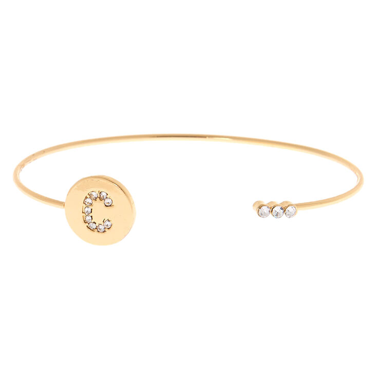 Gold Initial Cuff Bracelet - C,
