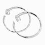 Silver-tone 60MM Molten Clip-on Hoop Earrings,