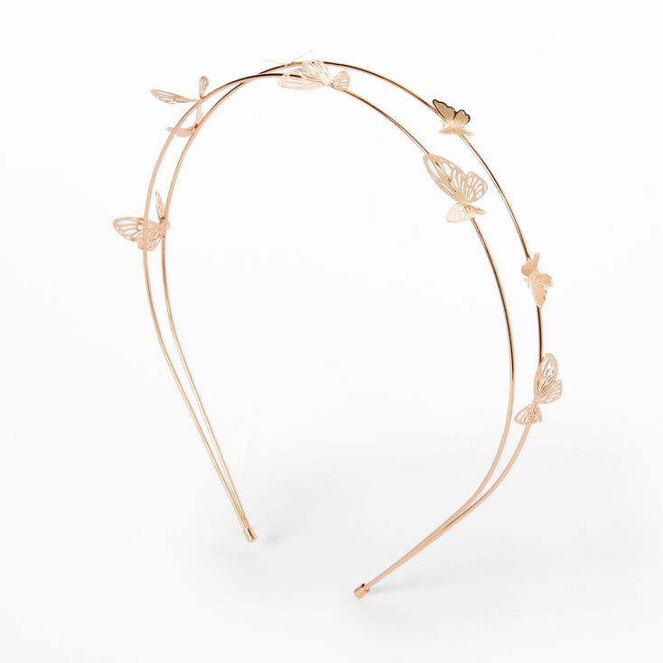 Rose Gold Double Row Butterfly Headband,