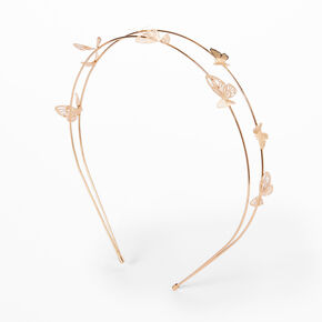 Rose Gold Double Row Butterfly Headband,