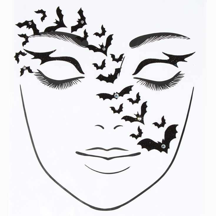 Embellished Black Bats Face Stickers,