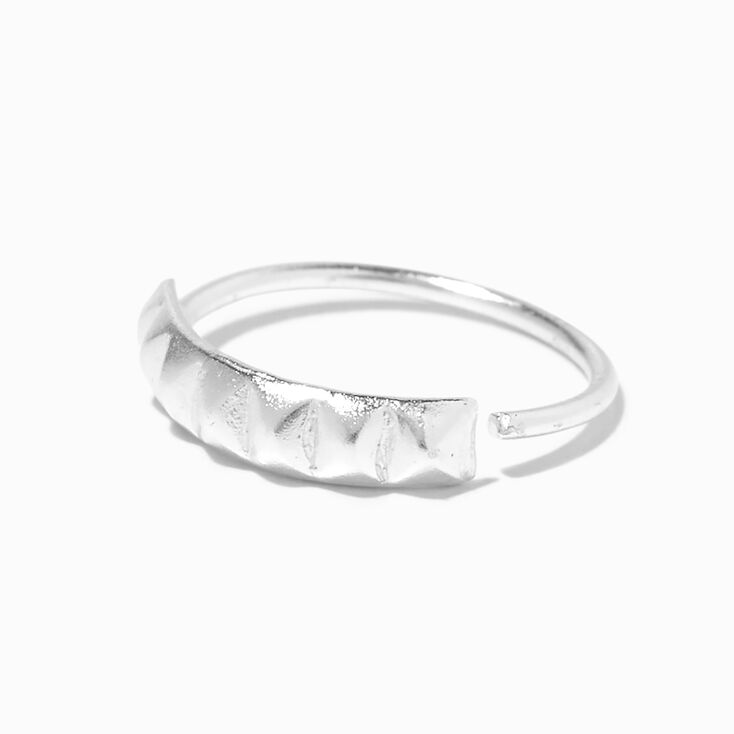 22G Sterling Silver Groovy Pyramid Spike Hoop Nose Ring,
