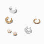 Silver-tone Daisy Stud &amp; Ear Cuff Earring Stackables - 6 Pack,